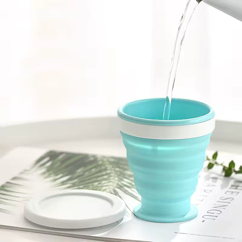 Foldable Silicone Travel Cup with Lid