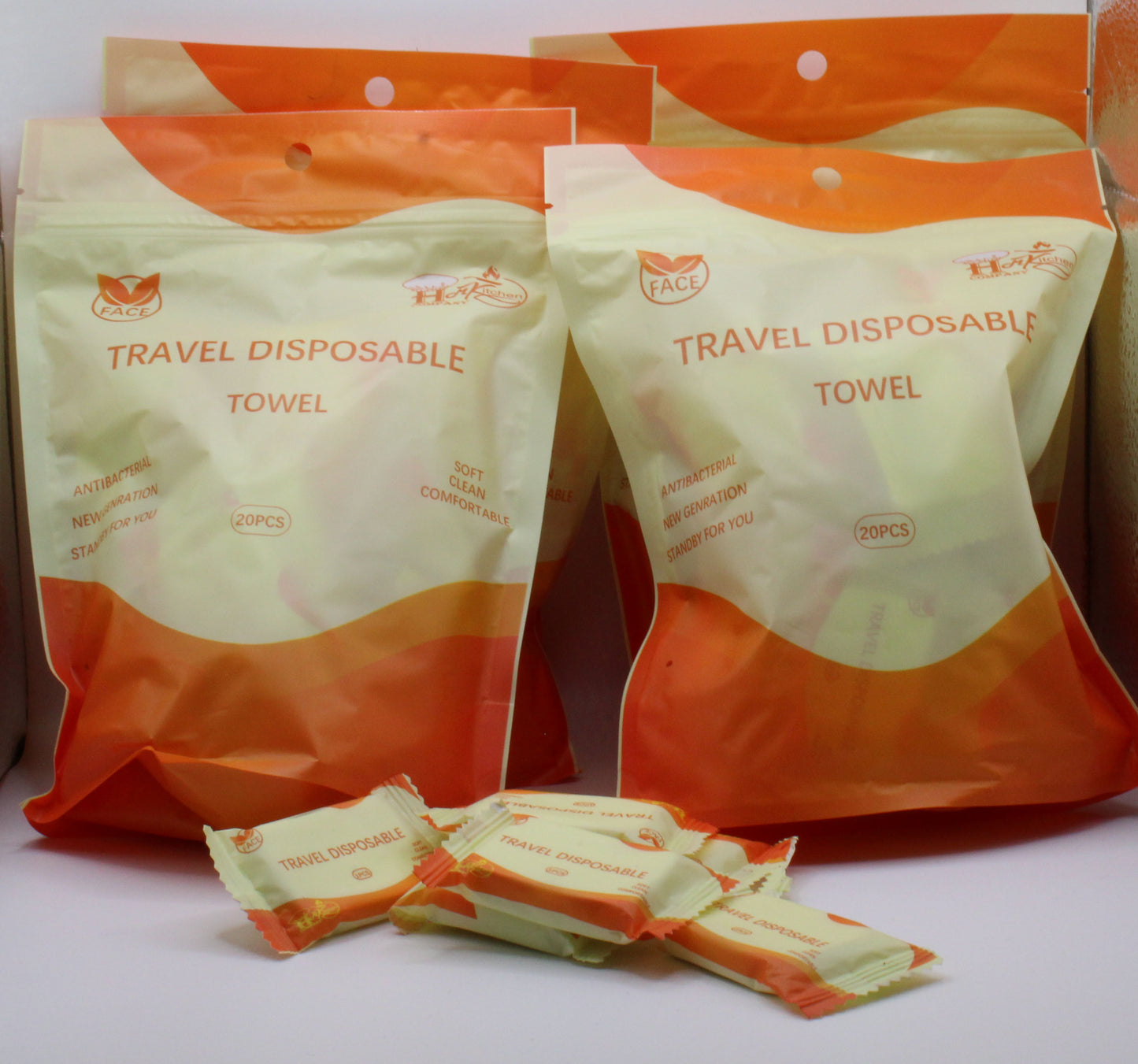 Travel Disposable Towels โ 2, 3, or 4 Packs (60 Towels Each) | Compressed Portable Towels | Model# CT512-FT20 | Free Shipping