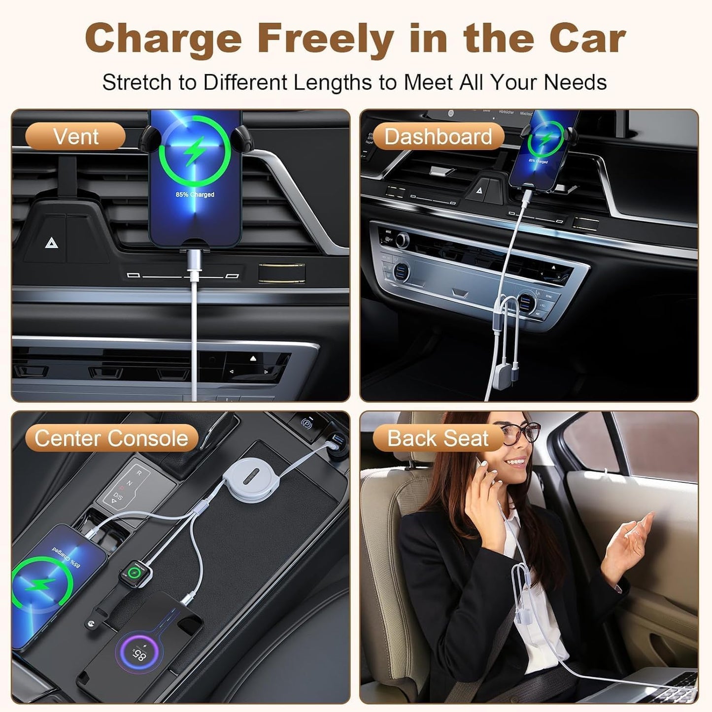 Retractable 3-in-1 Fast Charging Cable