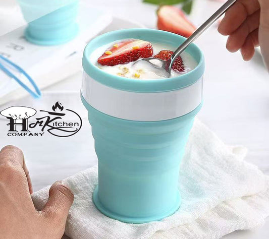 Foldable Silicone Travel Cup with Lid