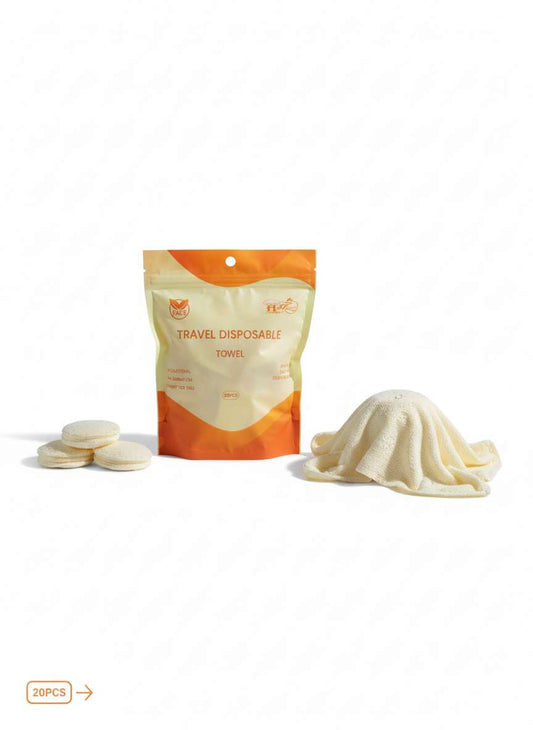 Travel Disposable Towels – 2, 3, or 4 Packs (60 Towels Each) | Compressed Portable Towels | Model# CT512-FT20 | Free Shipping