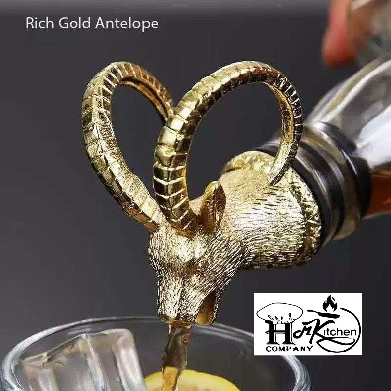 H.M.K. Big Horn Sheep Bottle Pourer – Bold Gold Barware Accent
