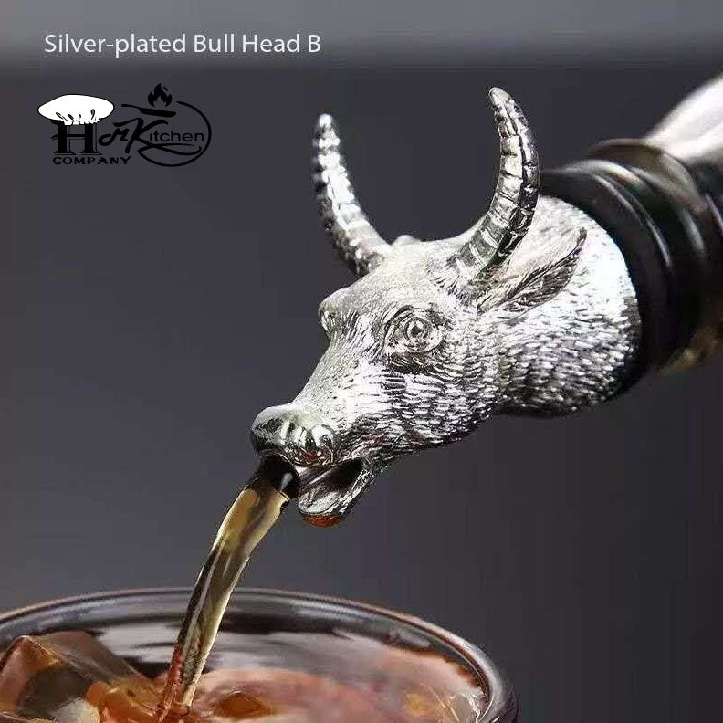 H.M.K. Bull Head Bottle Pourer – Unique Gold Barware Accent