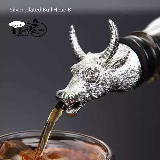 H.M.K. Bull Head Bottle Pourer – Unique Gold Barware Accent